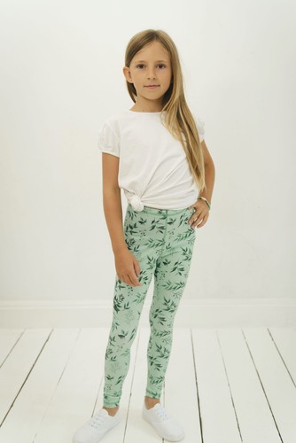 Long Leggings for Kids - Green Mint - For Sport and Everyday