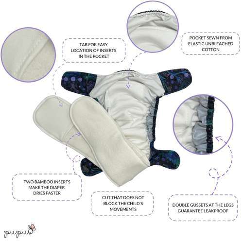 AIO (all in one) Diaper - Dragonfly