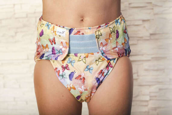 Reusable diaper for adults with insert - BUTTERFLIES