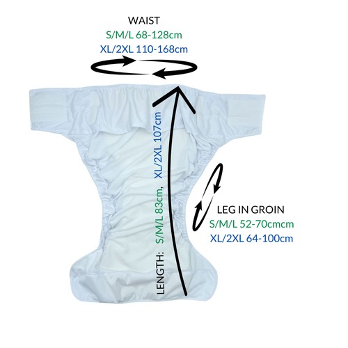 Reusable diaper for adults with insert - WHITE