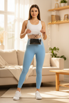 Leggings 3/4 with High Waist - Sky Blue