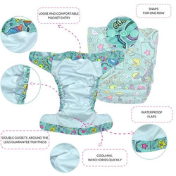 Pocket diaper, one-row snaps, OS FLOWERS