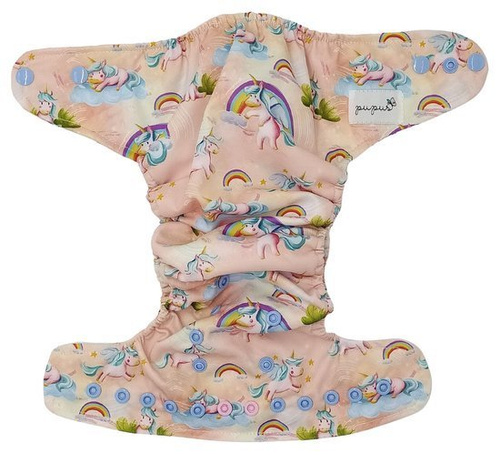 Pocket diaper, one-row snaps, OS UNICORNS