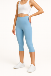 Leggings 3/4 with High Waist - Sky Blue