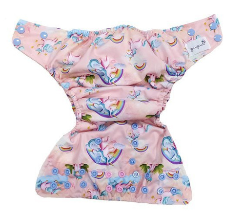 Taschenwindeln, Doppelreihe Druckknöpfe, One Size, Einhörner