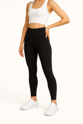 Lange Leggings mit hohem Bund - Schwarz