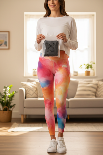 Kurze Leggings mit hohem Bund – Aquarell
