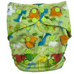 Pocket diaper, double-row snaps, OS, DINOSAURS