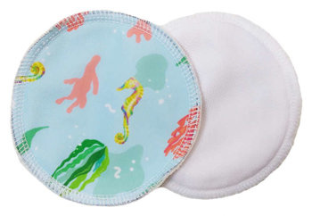 Reusable Breast Pads, bamboo + coolmax, 2pcs, Seahorse