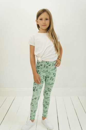 Long Leggings for Kids Green Mint For Sport and Everyday