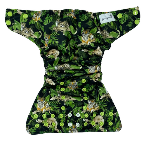 Pocket diaper, double-row snaps, OS, WILD CATS