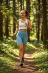 Short Leggings with High Waist - Sky Blue