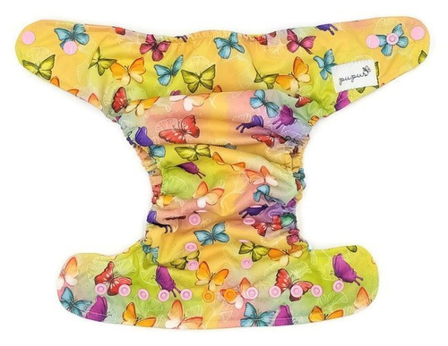 Pocket diaper, one-row snaps, OS Butterflies