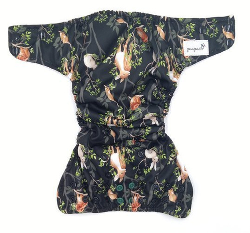 Pocket diaper, double-row snaps, OS, Night in the forest