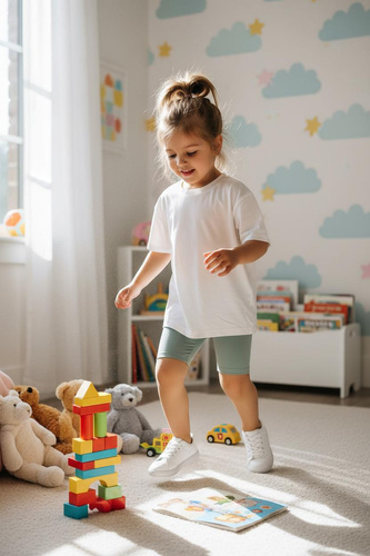 Kurze Leggings für Kinder - Salbei Minze