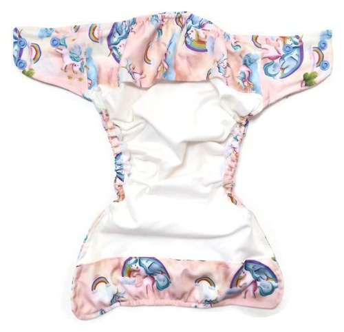 Pocket diaper, double-row snaps, OS, Unicorns