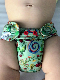 Diaper cover, one-row snaps Mini OS 4-11kg FLOWERS