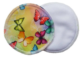 Reusable Breast Pads, bamboo + coolmax, 2pcs, Butterflies