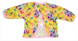 Long sleeved bib, waterproof, with built-in pocket bag In the Butterflies