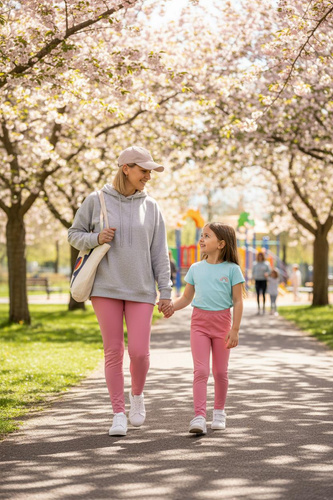 Colanți lungi cu talie înaltă - Rose Bloom