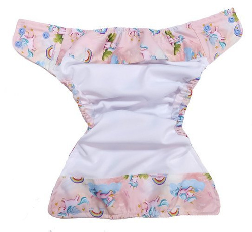 Pocket diaper, double-row snaps, OS, Unicorns