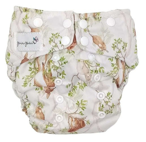 Pocket diaper, double-row snaps, OS, Day in the forest