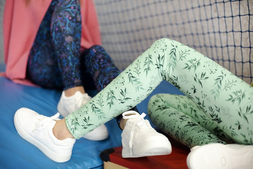 Lange Leggings mit hohem Bund - Mintgrün