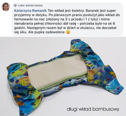 DŁUGI wkład "Baranek", trzy warstwy bambusa, 3 rozmiary