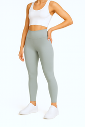 Lange Leggings mit hohem Bund - Salbei Mint