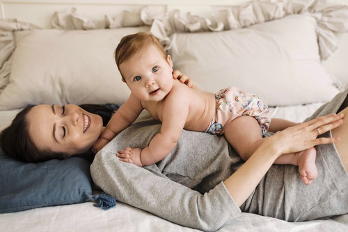 Pocket diaper, one-row snaps, OS UNICORNS