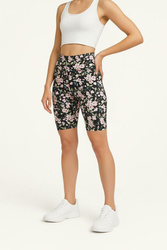 Short Leggings with High Waist - Hummingbirds and Flowers
