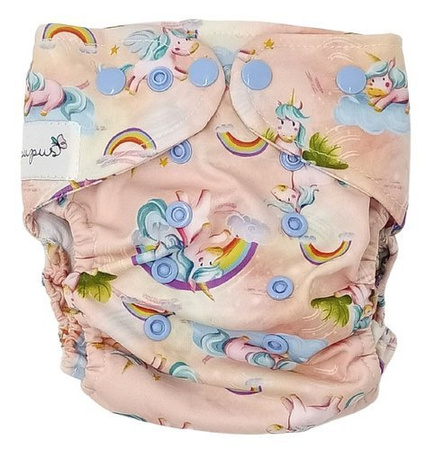 Pocket diaper, one-row snaps, OS UNICORNS