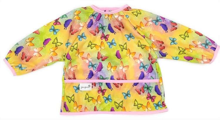 Śliniak fartuszek z rękawami Motyle - zdjęcie produktu