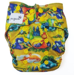 Pocket diaper, double-row snaps, OS, DRAGONS