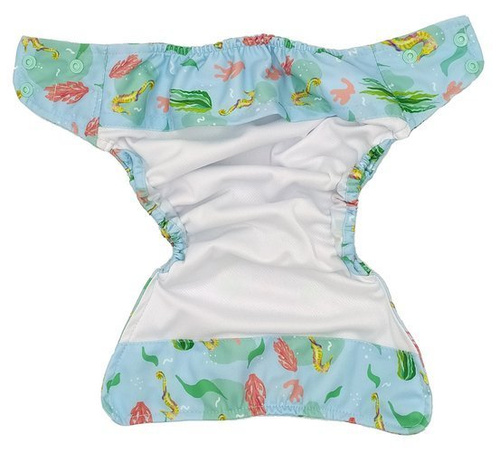 Taschenwindeln, Doppelreihe Druckknöpfe, One Size, SEEPFERDCHEN