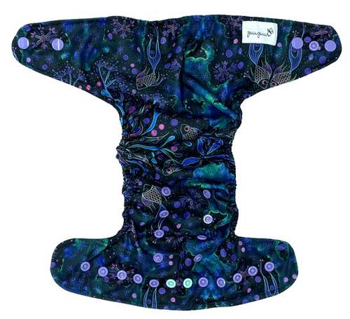 Pocket diaper, one-row snaps, OS NEON SPLASH