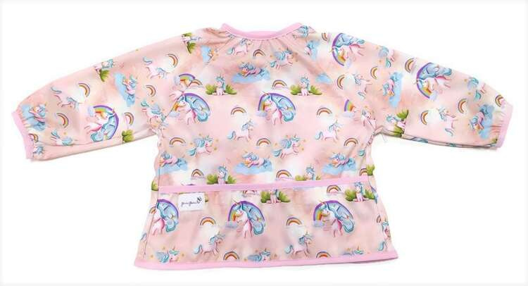 Śliniak fartuszek z rękawami Jednorożce – przód