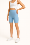 Short Leggings with High Waist - Sky Blue