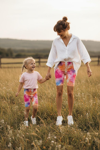 Short Leggings with High Waist - Aquarelle