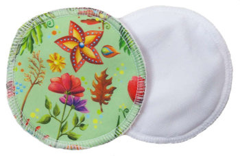 Reusable Breast Pads, bamboo + coolmax, 2pcs, Flowers