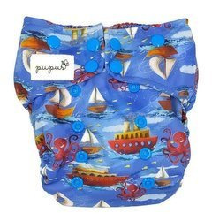 Pocket diaper, double-row snaps, OS, BOATS