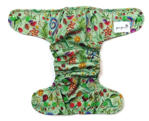 Diaper cover, one-row snaps Mini OS 4-11kg FLOWERS