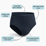 Reusable absorbent underwear for children and teenagers BLACK