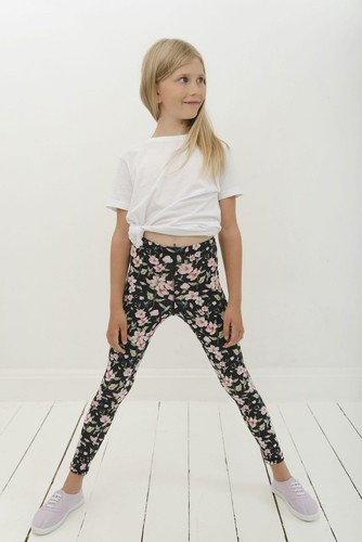 Lange Leggings für Kinder – Kolibris und Blumen