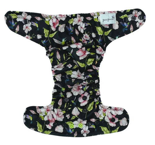 Pocket diaper, one-row snaps, MINI OS 4-11kg HUMMINGBIRDS