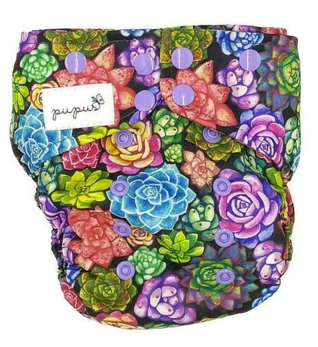 Taschenwindeln, Doppelreihe Druckknöpfe, One Size, Sukkulenten