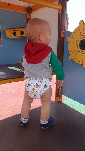 Pocket diaper, one-row snaps, OS In the grass