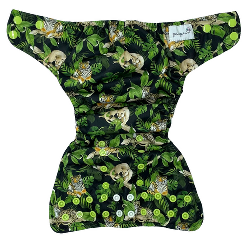 Pocket diaper, double-row snaps, OS, WILD CATS