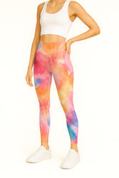 Lange Leggings mit hohem Bund – Aquarell