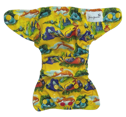 Newborn Pocket Diaper 3-7kg - DRAGONS